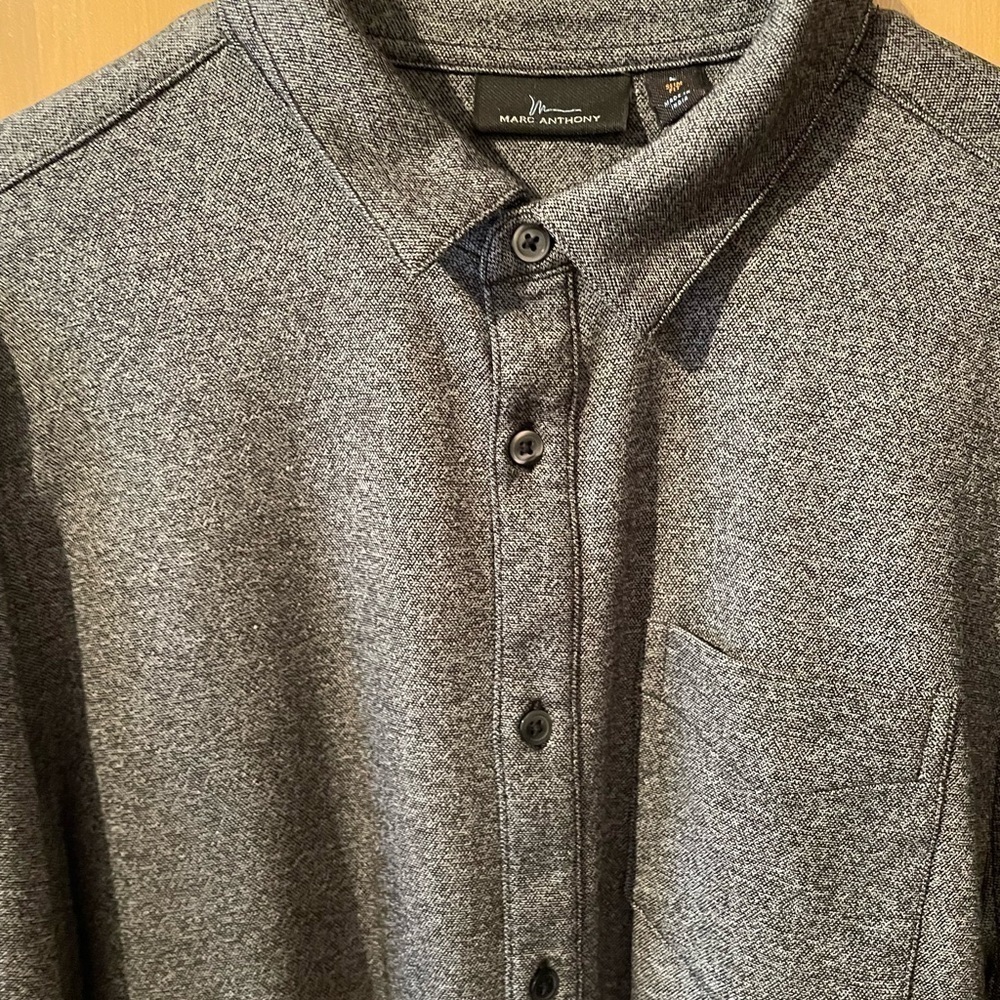 Marc Anthony Gray Button Up Long Sleeve Shirt L